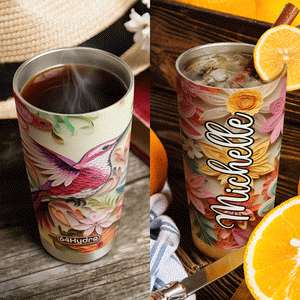 Hummingbird Flowers Paper Quiling HHAY060723187 Stainless Steel Tumbler