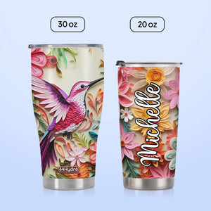 Hummingbird Flowers Paper Quiling HHAY060723187 Stainless Steel Tumbler