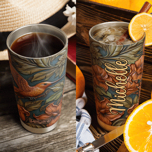 Hummingbird Leather Carving HHAY100723459 Stainless Steel Tumbler