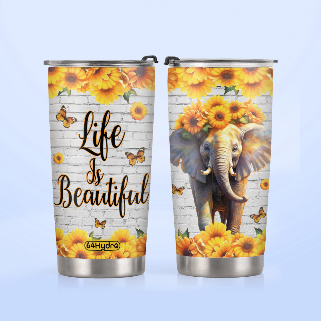 Life Is Beautiful Lovely Elephant HHLZ280623697 Stainless Steel Tumbler