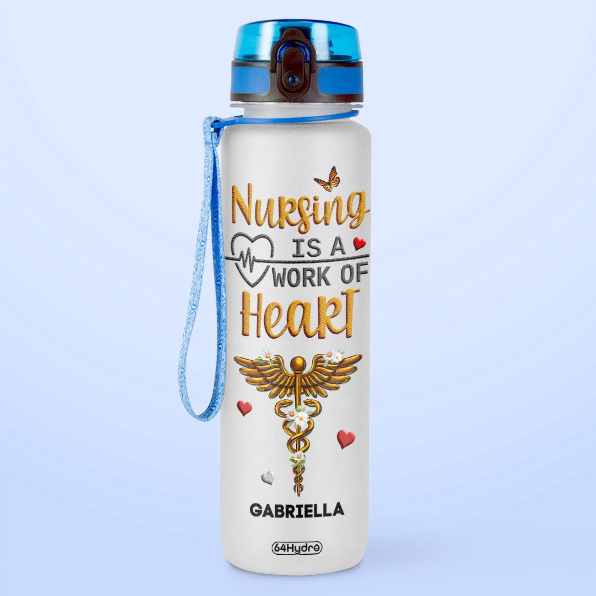 Nursing Is A Work Of Heart HTRZ15089502QE Water Tracker Bottle