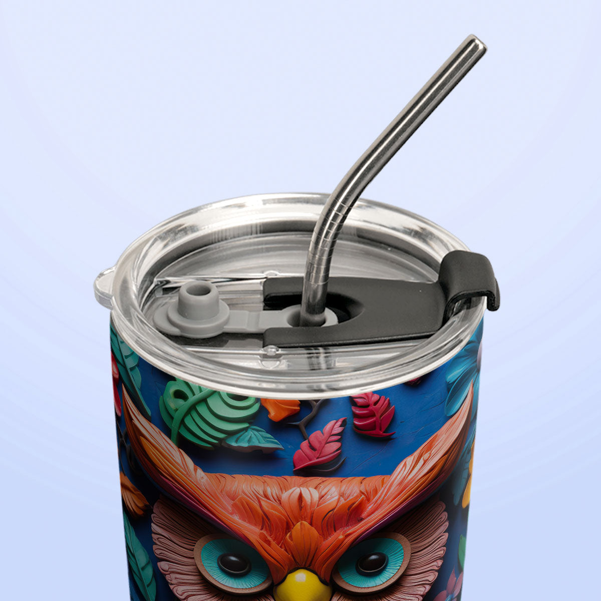 Owl Colorful Garden Plaster Carving HHAY100723839 Stainless Steel Tumbler