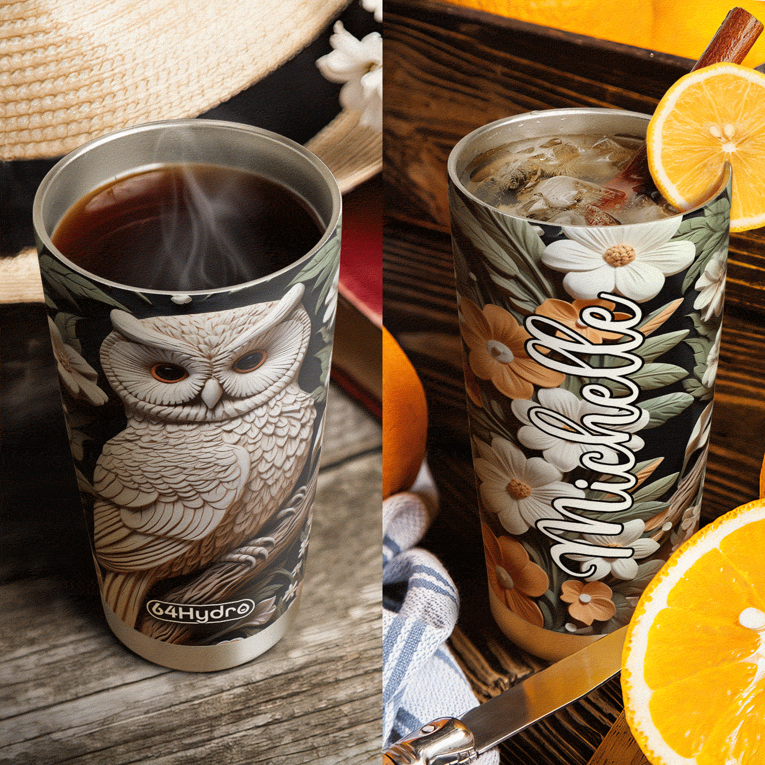 Owl Plaster Carving HHAY100723397 Stainless Steel Tumbler