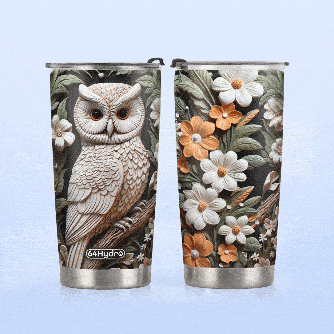 Owl Plaster Carving HHAY100723397 Stainless Steel Tumbler