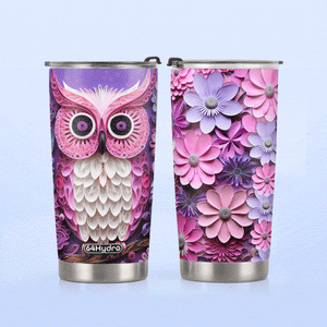 Owl Purple Pink Flowers Paper Quiling HHAY060723351 Stainless Steel Tumbler