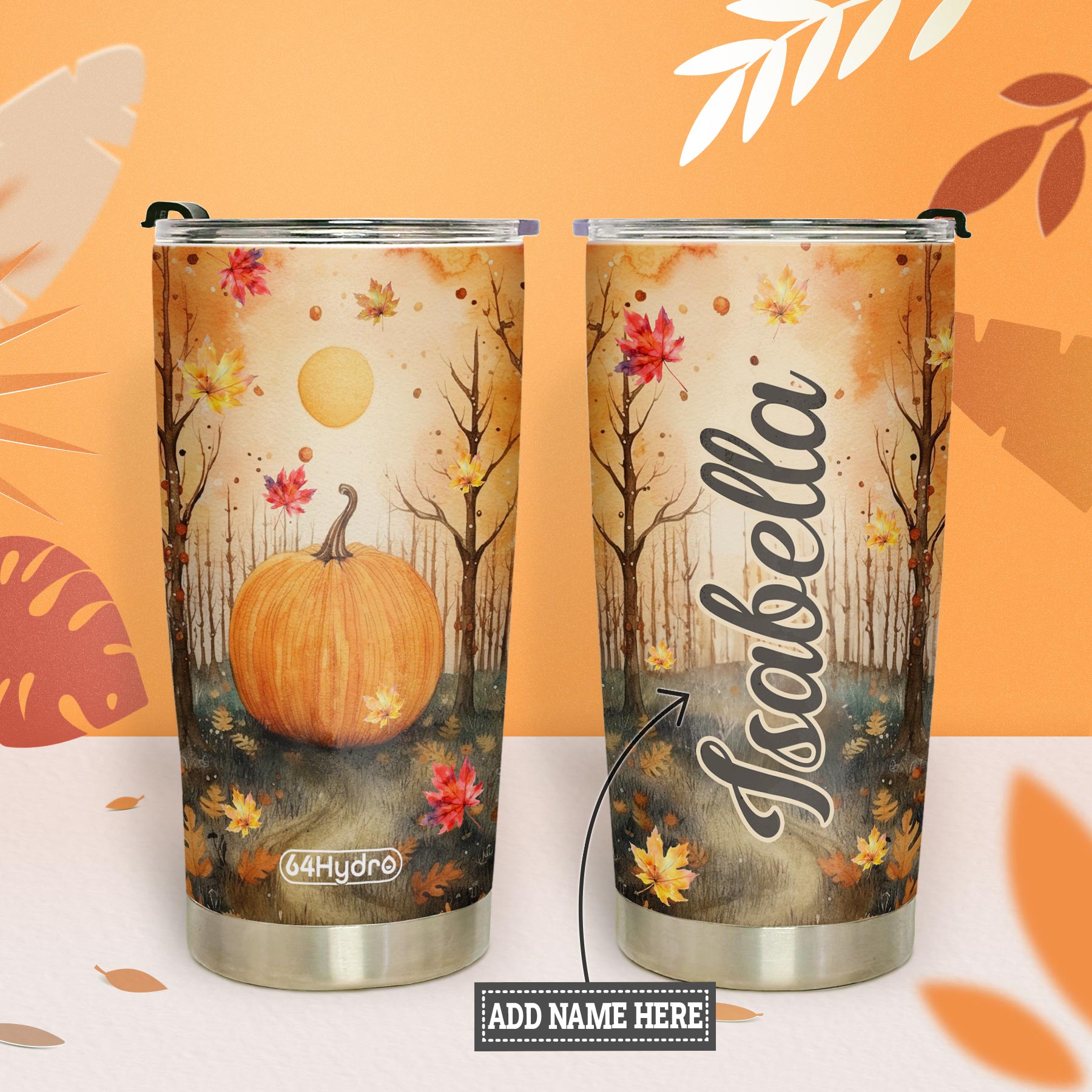 Pumpkin Autumn Leaves HTRZ31080197JR Stainless Steel Tumbler