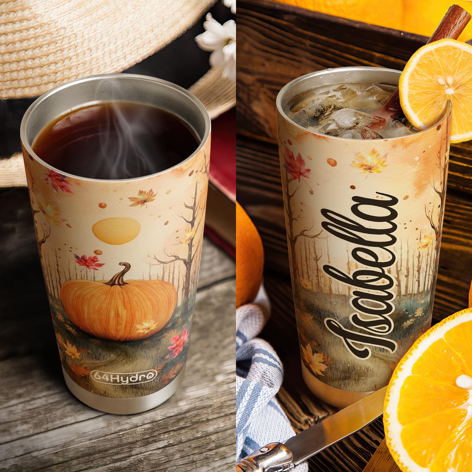 Pumpkin Autumn Leaves HTRZ31080197JR Stainless Steel Tumbler