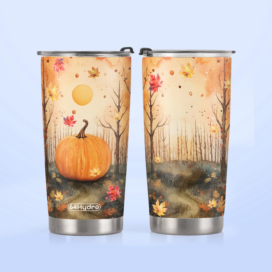 Pumpkin Autumn Leaves HTRZ31080197JR Stainless Steel Tumbler