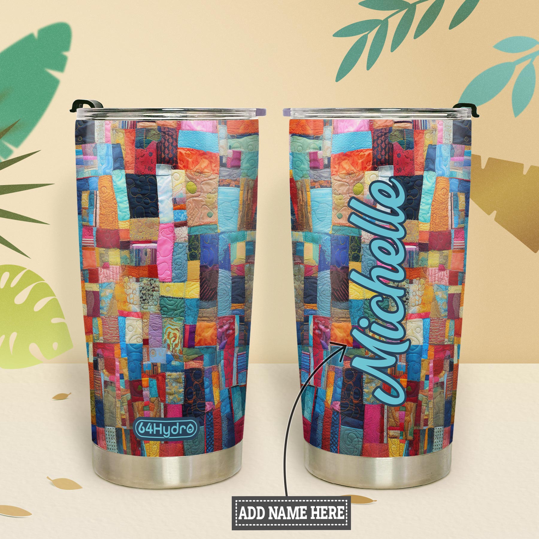 Quilting Fabric Pattern HTRZ26091442XL Stainless Steel Tumbler