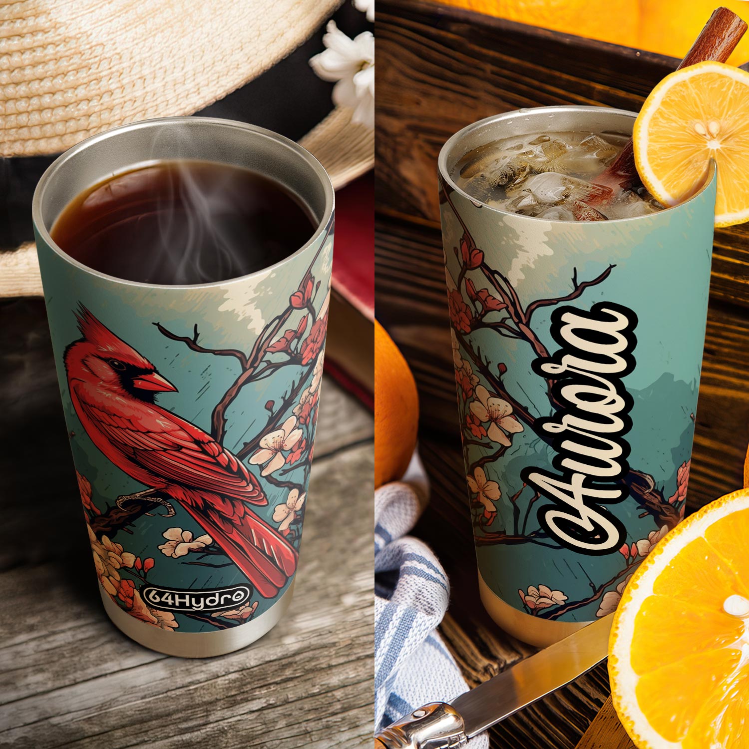 Retro Cardinal Flower HTRZ19099955IR Stainless Steel Tumbler