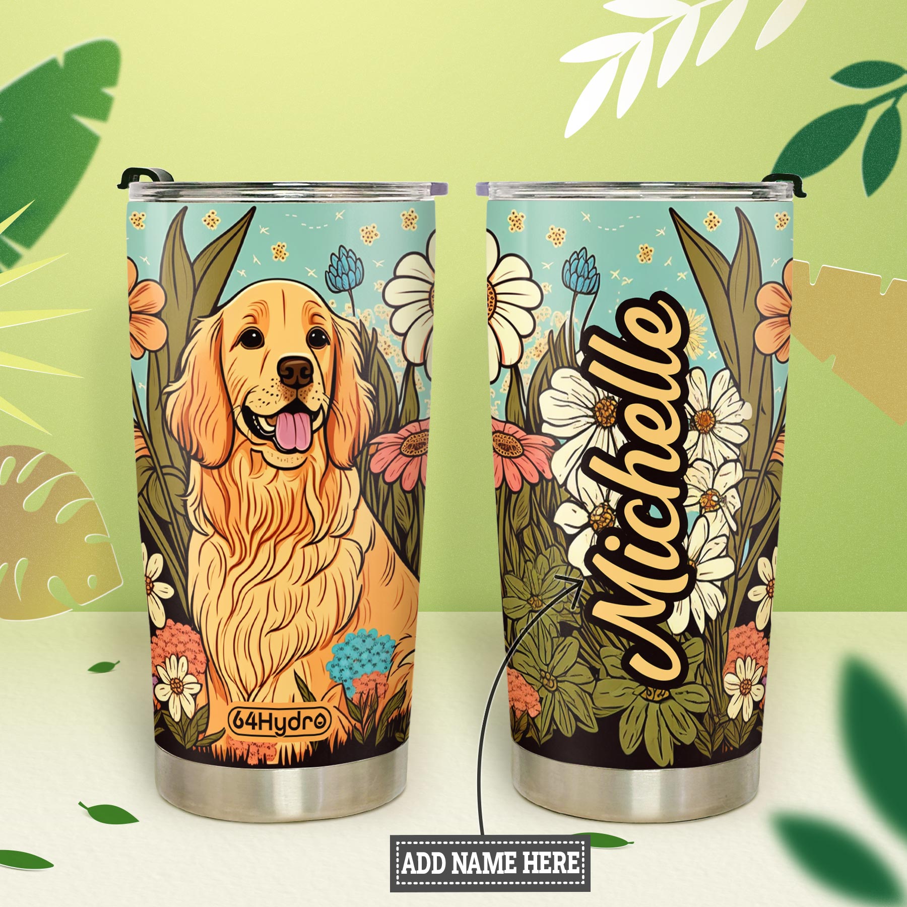 Retro Golden Retriever HTRZ12096150SD Stainless Steel Tumbler