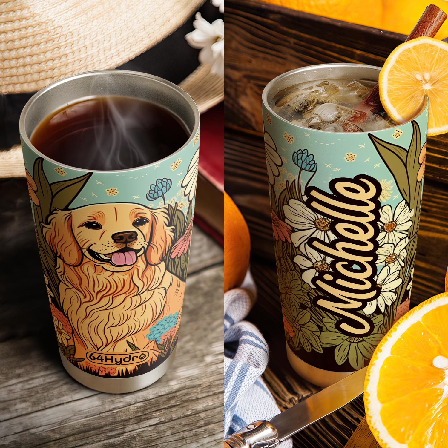 Retro Golden Retriever HTRZ12096150SD Stainless Steel Tumbler