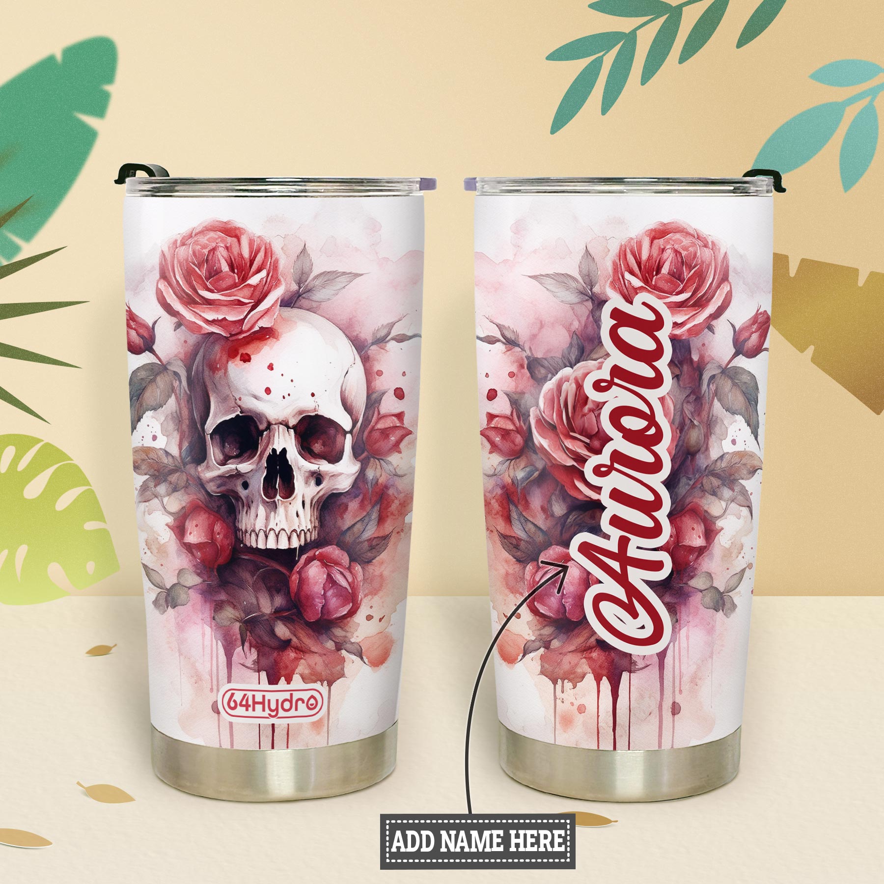 Skull Floral HTRZ27099633PF Stainless Steel Tumbler