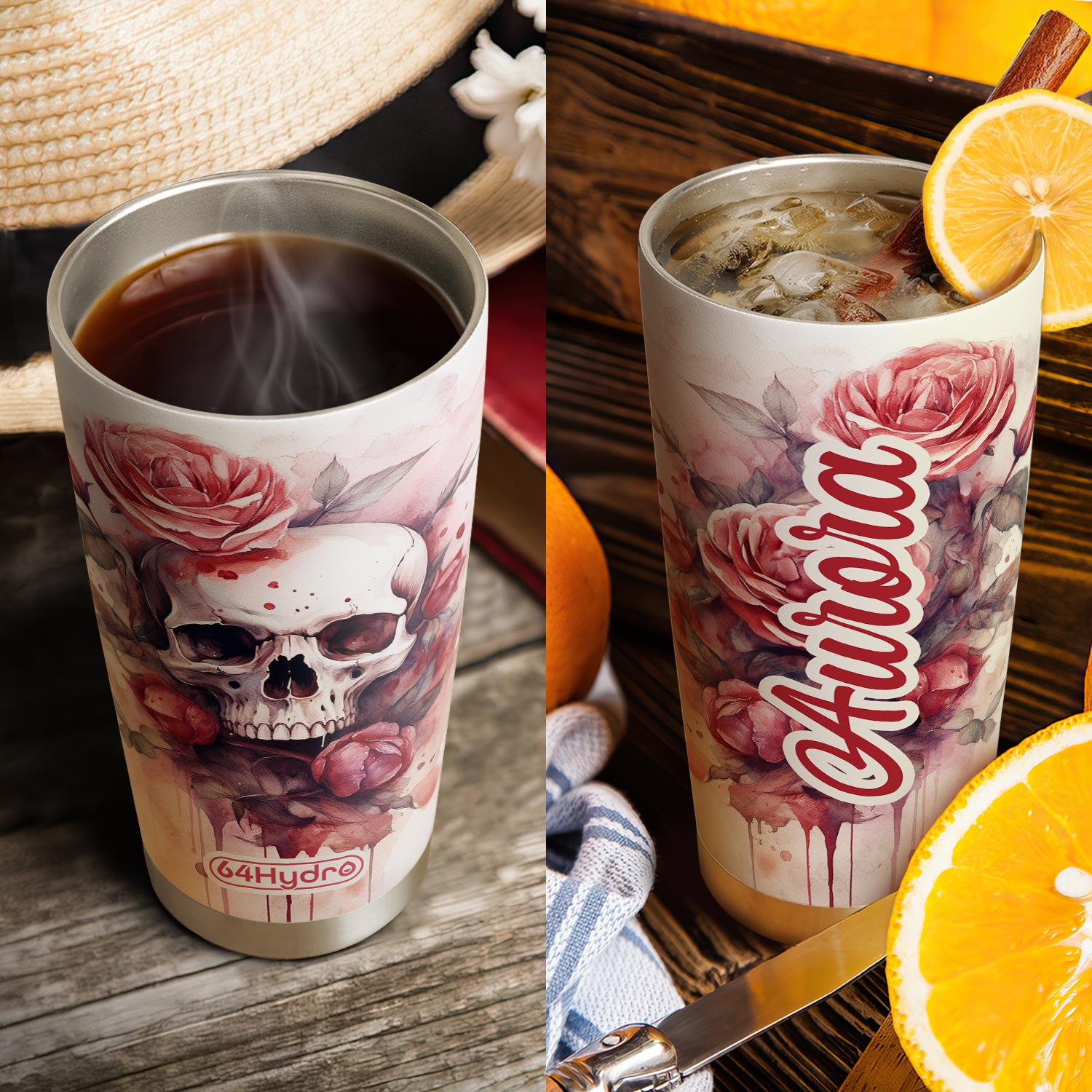 Skull Floral HTRZ27099633PF Stainless Steel Tumbler