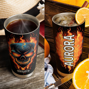 Skull On Fire HTRZ27090033PW Stainless Steel Tumbler