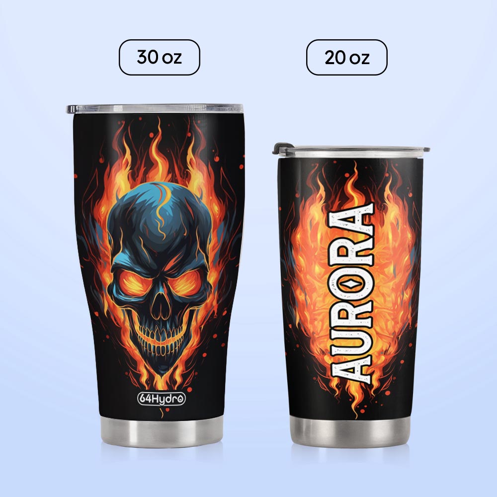 Skull On Fire HTRZ27090033PW Stainless Steel Tumbler