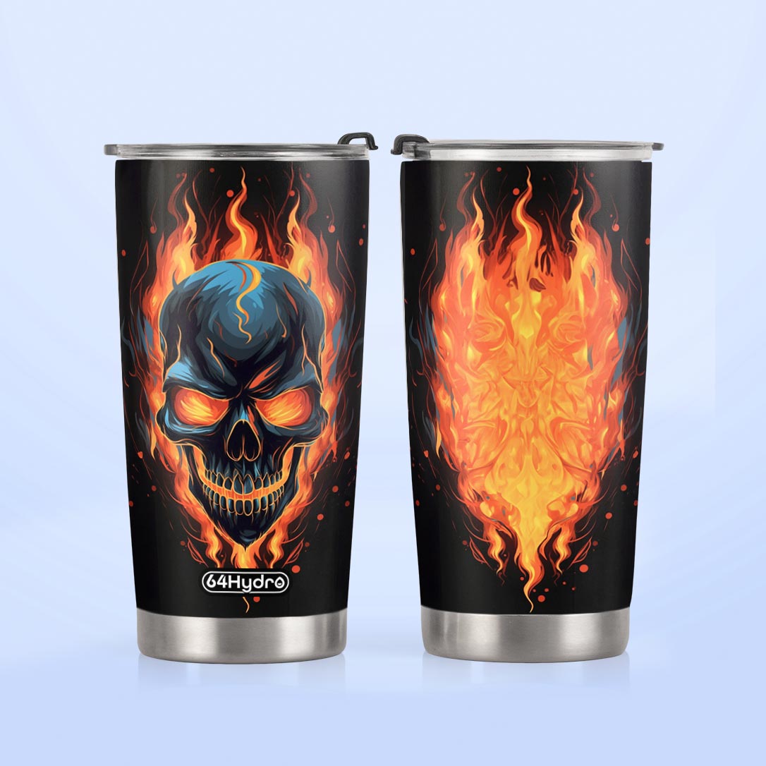 Skull On Fire HTRZ27090033PW Stainless Steel Tumbler