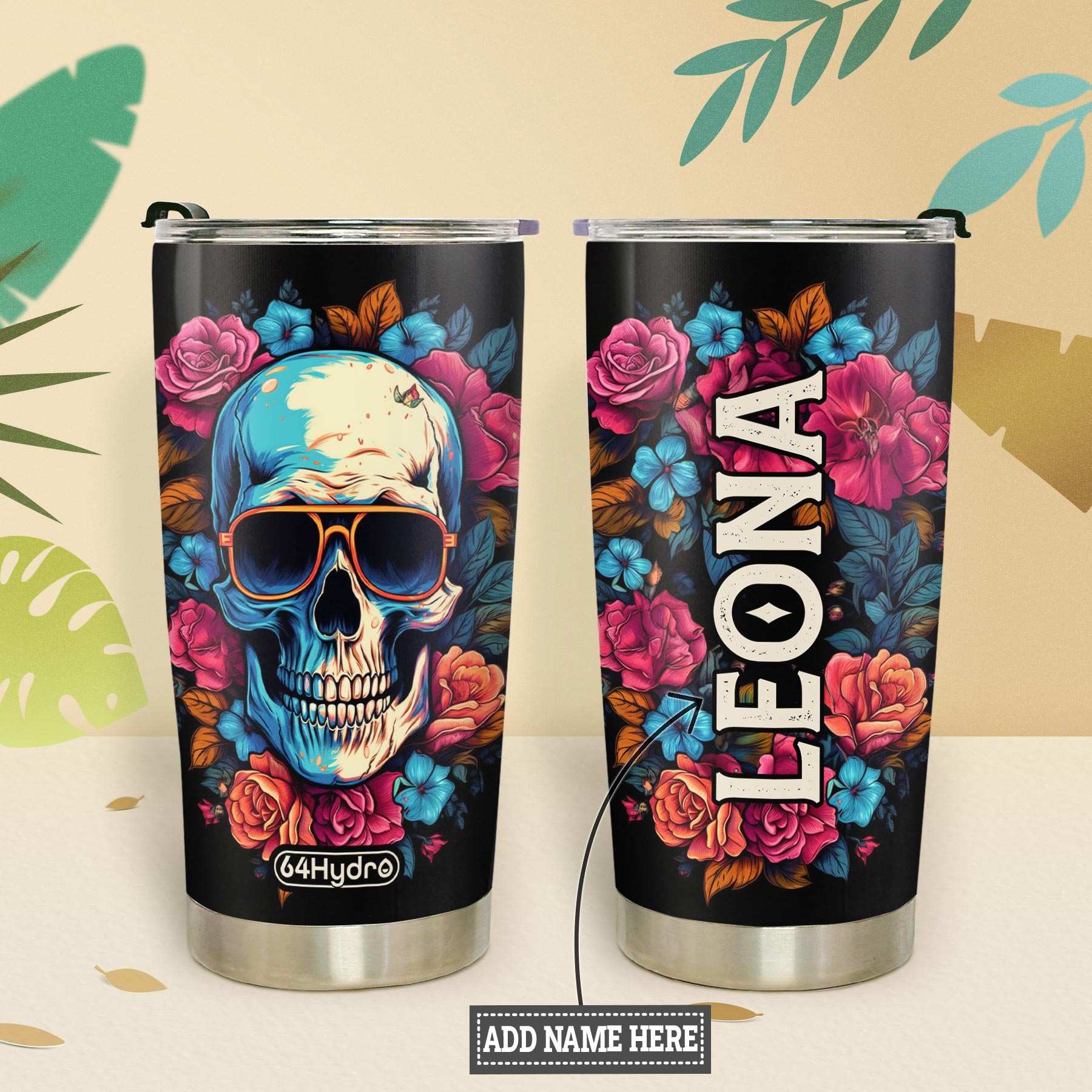 Skull Wears Sunglasses HTRZ27093214OE Stainless Steel Tumbler