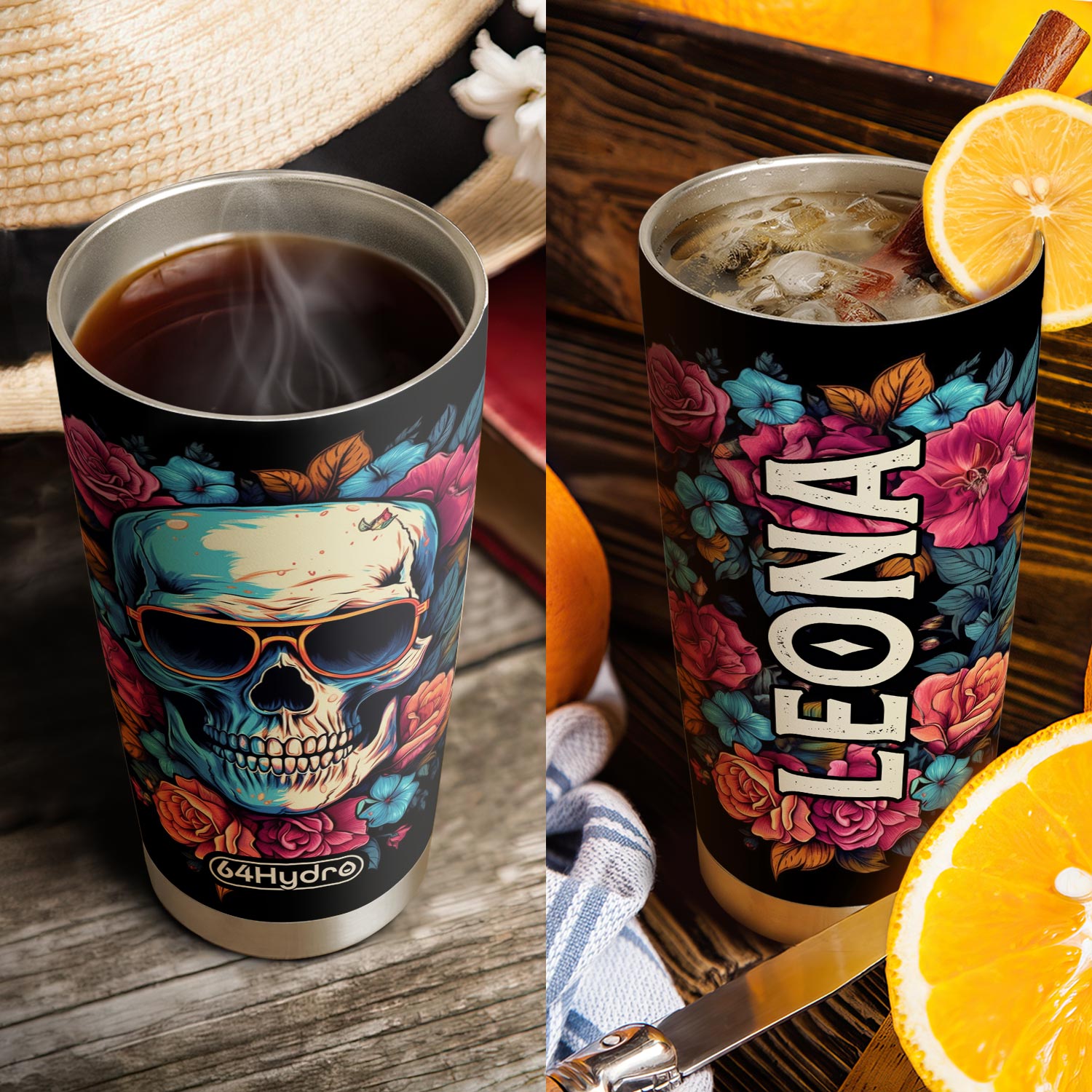 Skull Wears Sunglasses HTRZ27093214OE Stainless Steel Tumbler