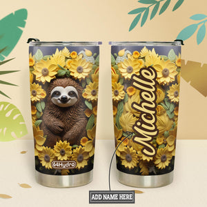 Sloth Flowers Clay Style HTRZ18094181WK Stainless Steel Tumbler