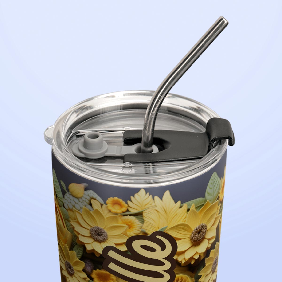 Sloth Flowers Clay Style HTRZ18094181WK Stainless Steel Tumbler