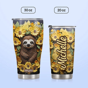 Sloth Flowers Clay Style HTRZ18094181WK Stainless Steel Tumbler