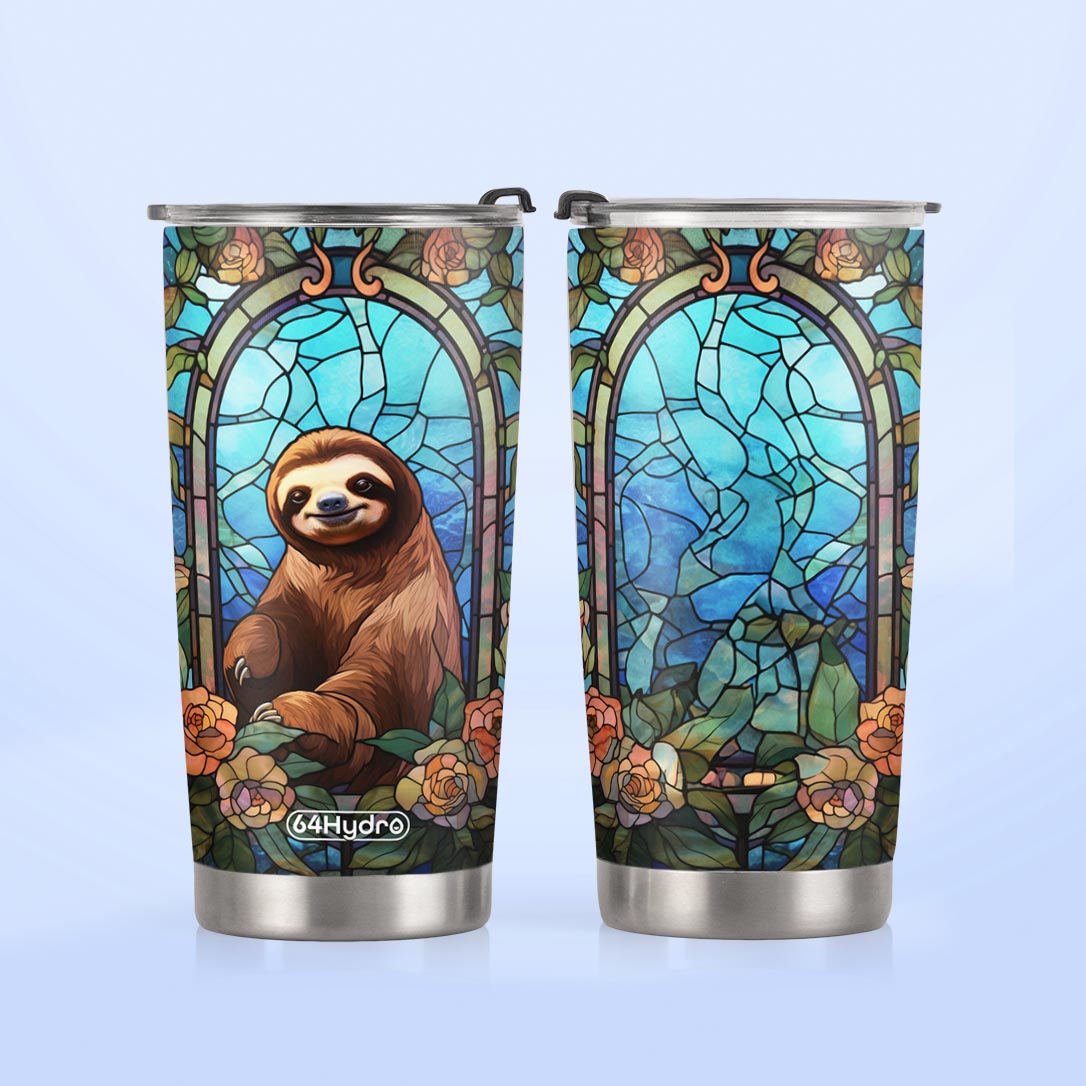 Sloth Stained Glass HTRZ18095079DU Stainless Steel Tumbler