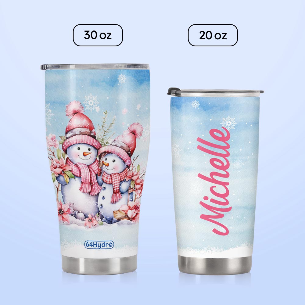 Snowman Couple Floral HTRZ19099894SL Stainless Steel Tumbler