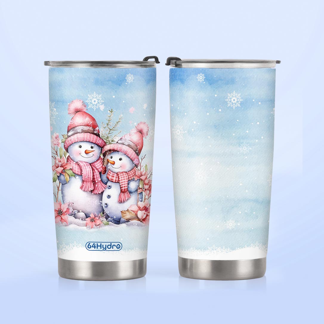 Snowman Couple Floral HTRZ19099894SL Stainless Steel Tumbler