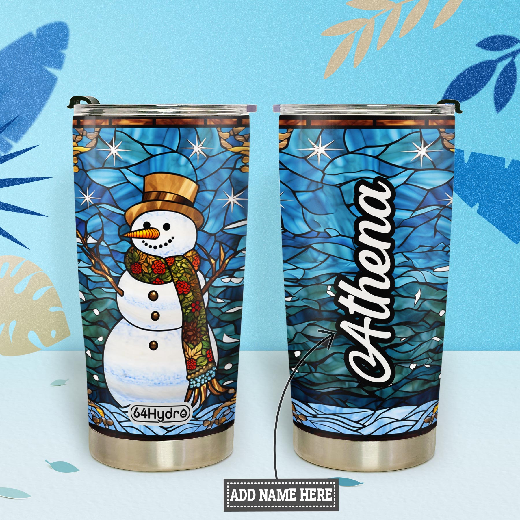 Snowman Stained Glass HTRZ19094760AE Stainless Steel Tumbler