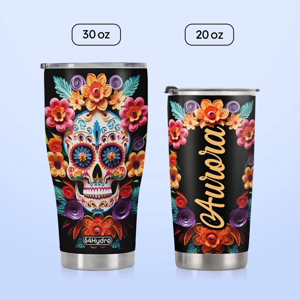 Sugar Skull Quilling Art HTRZ27099672FL Stainless Steel Tumbler