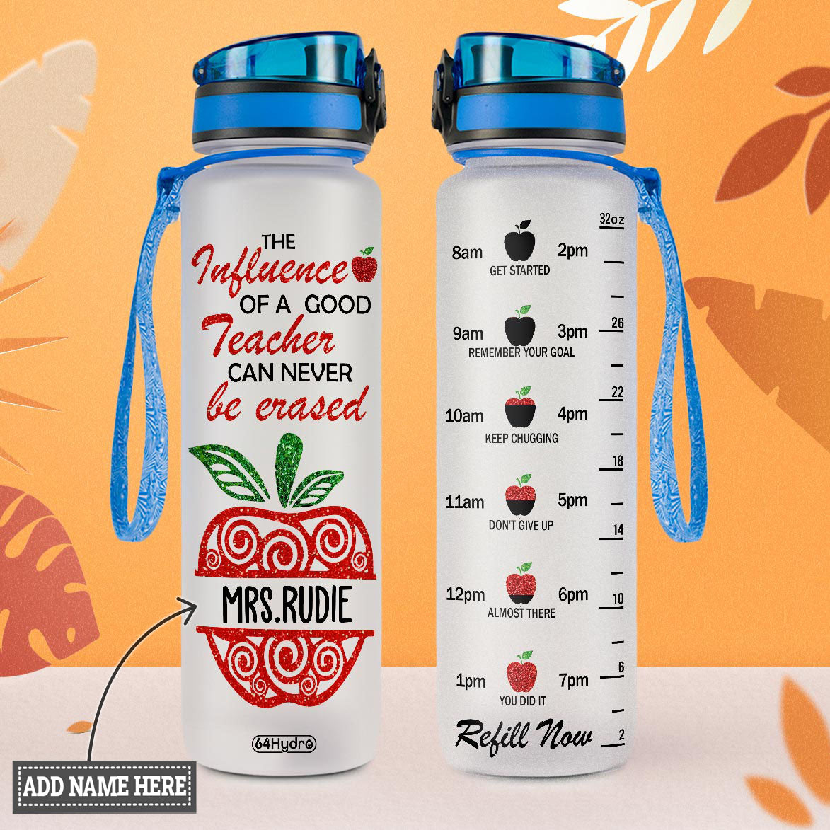 The Influence Of A Good Teacher Can Never Be Erased HHRZ09084927XA Water Tracker Bottle