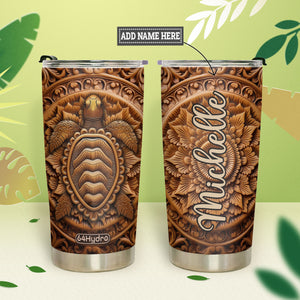 Turtle Leather Carving HHAY070723795 Stainless Steel Tumbler