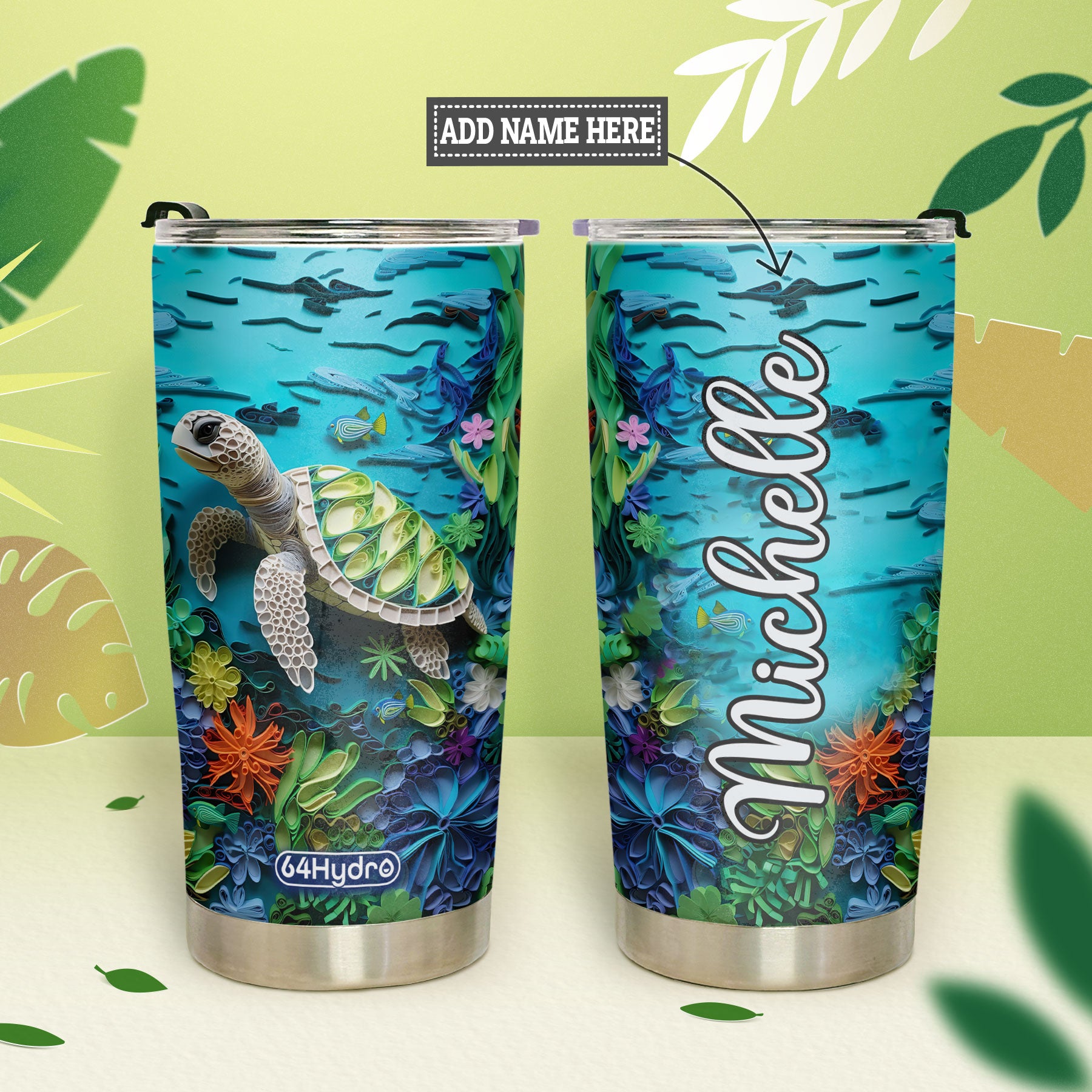 Turtle Paper Quiling HHAY070723156 Stainless Steel Tumbler