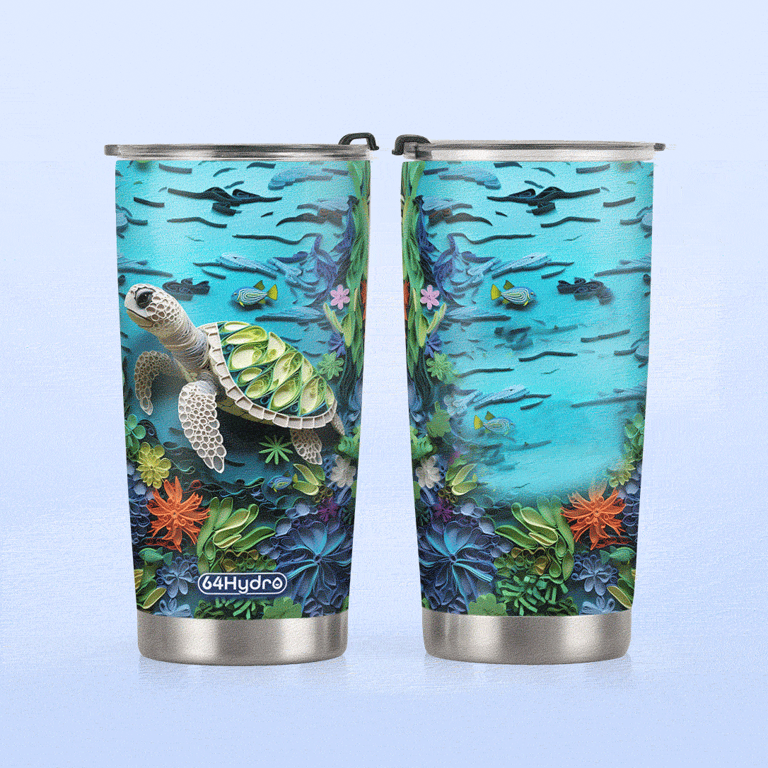 Turtle Paper Quiling HHAY070723156 Stainless Steel Tumbler