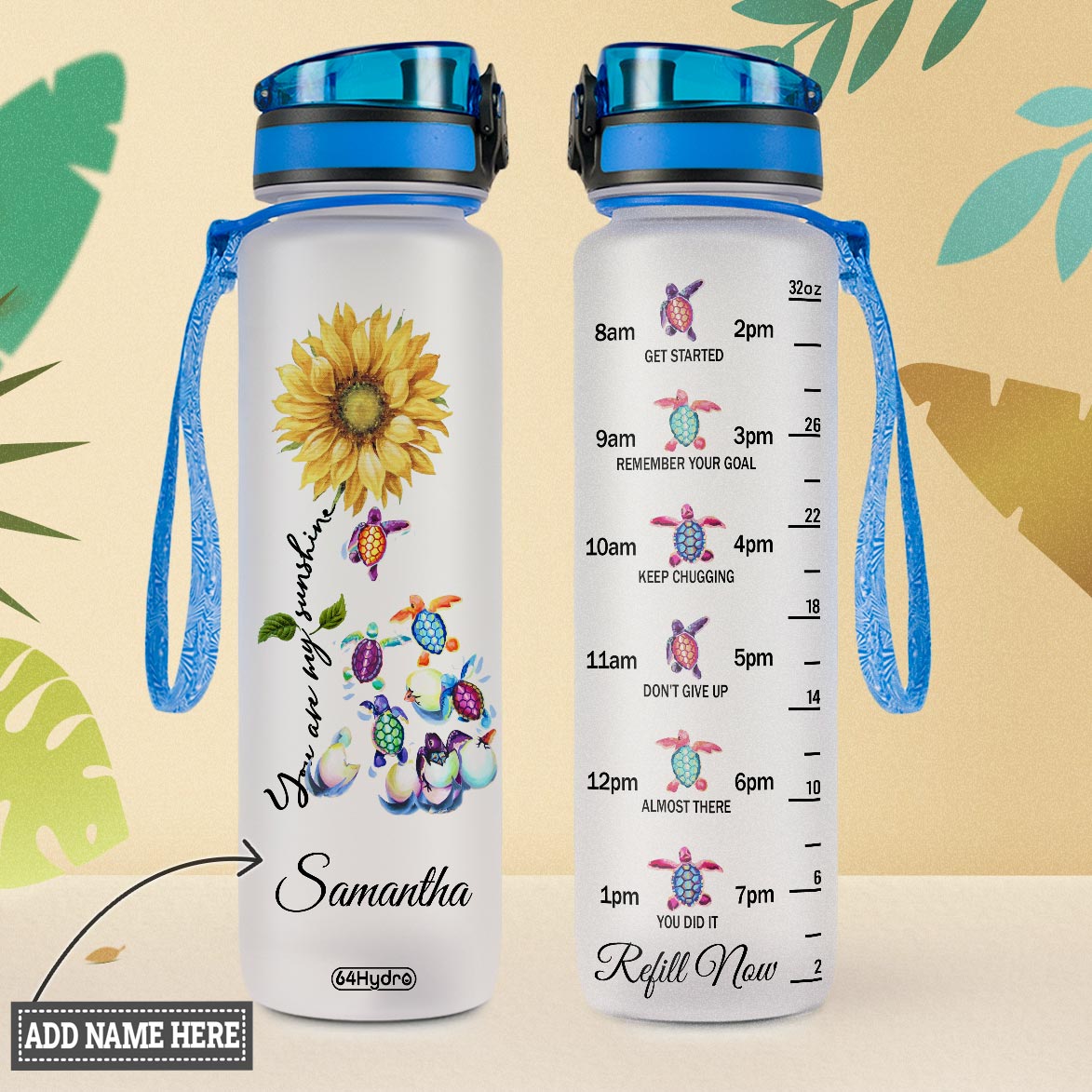 Turtle You Are My Sunshine HTRZ10084441BE Water Tracker Bottle