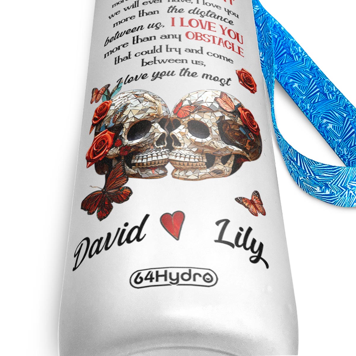 When I Say I Love You Skull Couple Mosaic Art HHRZ09089059RE Water Tracker Bottle