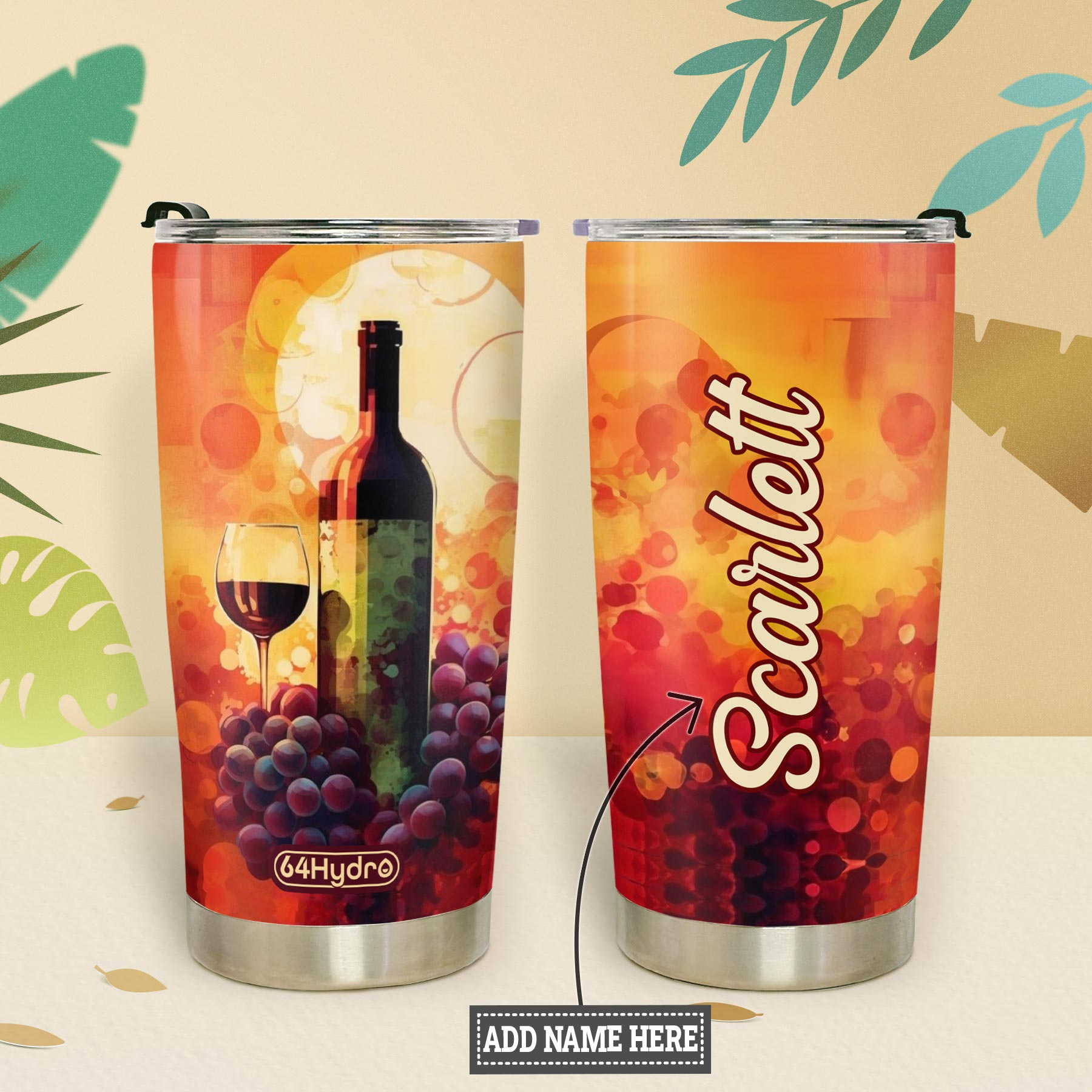 Wine Illustration HTRZ19091291JG Stainless Steel Tumbler