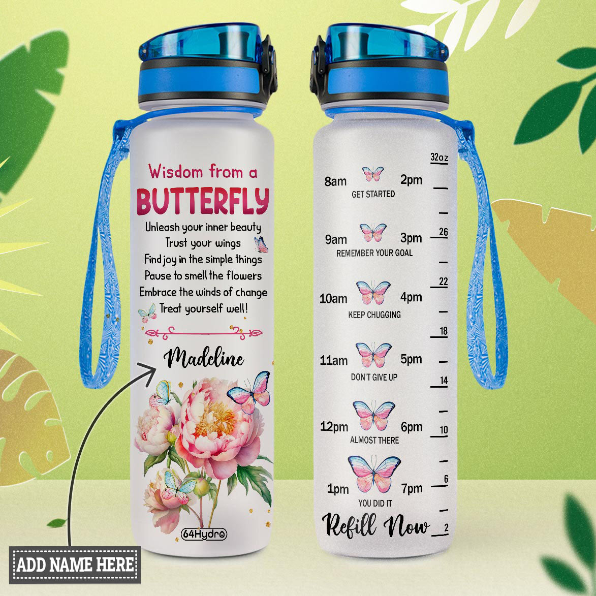 Wisdom From A Butterfly HHRZ09087036TW Water Tracker Bottle