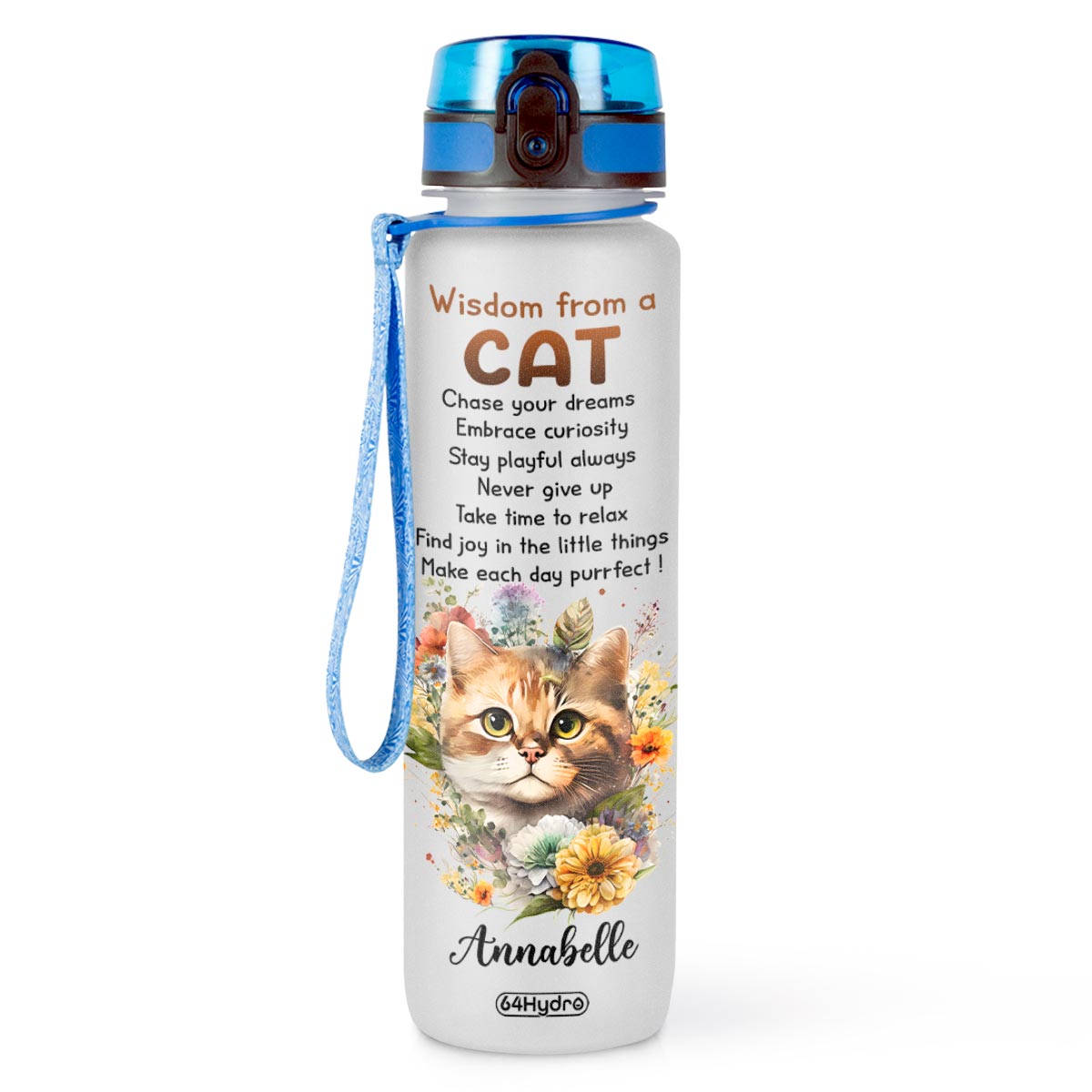 Wisdom From A Cat HHRZ09083456WJ Water Tracker Bottle