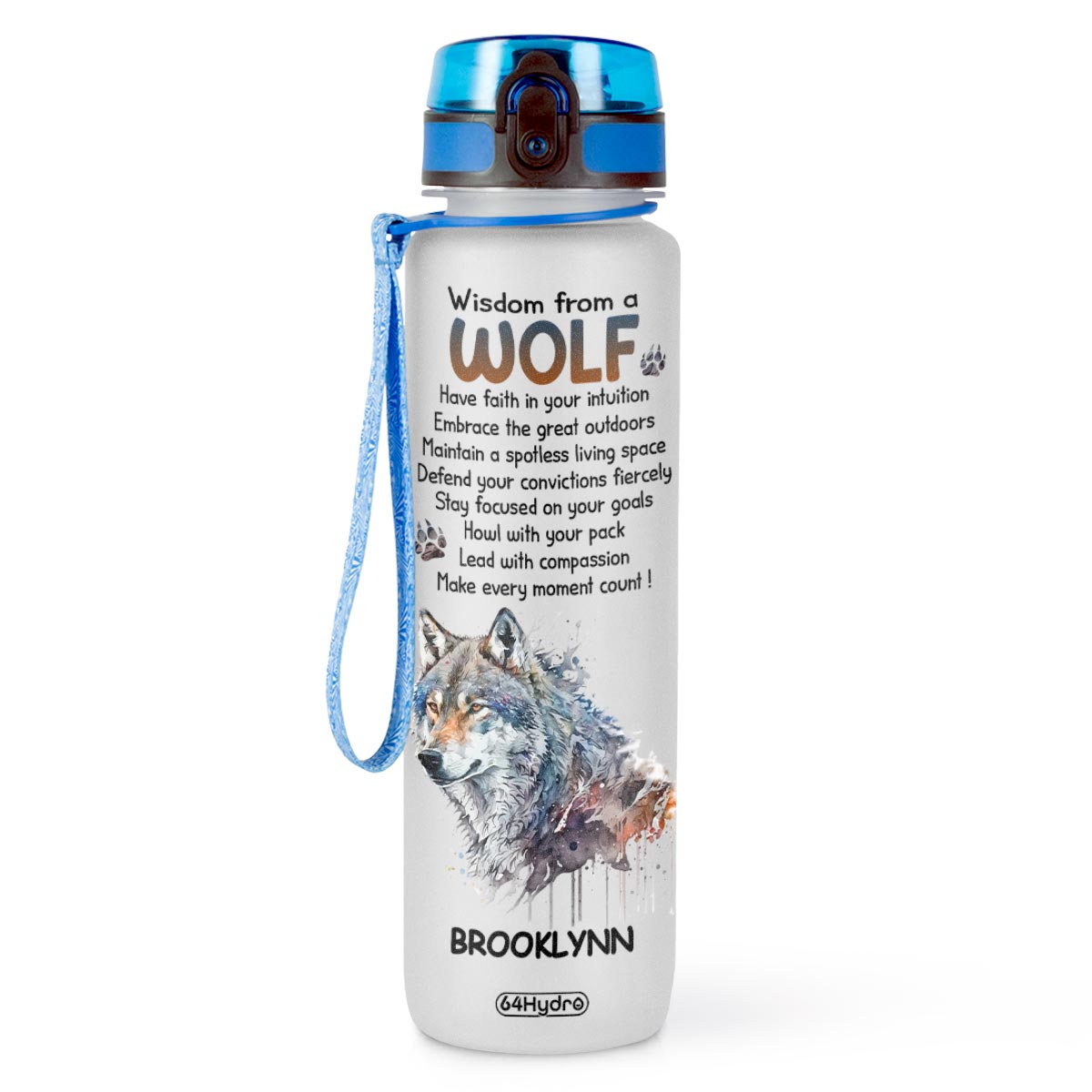 Wisdom From A Wolf HHRZ09082467XQ Water Tracker Bottle