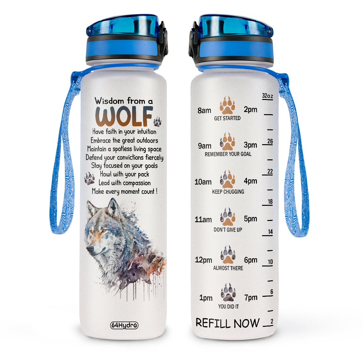 Wisdom From A Wolf HHRZ09082467XQ Water Tracker Bottle