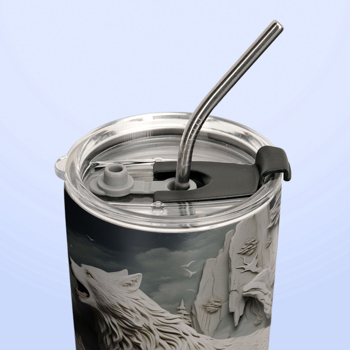 Wolf Plaster Carving HHAY100723452 Stainless Steel Tumbler